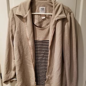 R & M Richards 2 in 1 Cozy Striped Long Sleeve Blouse Jacket